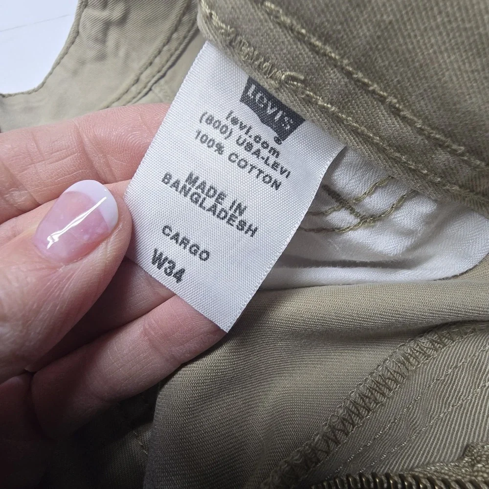 Vintage 2009 Levi's Original Cargo Shorts Mens 34 Beige Khaki 100% Cotton WPL423